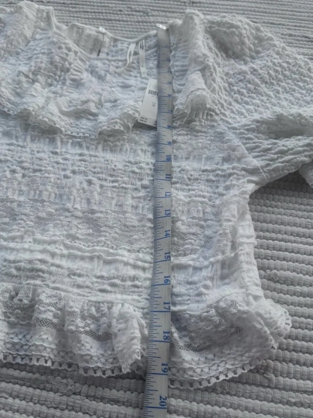Anthropologie NWT White Boho Cottagecore Lace Smocked Blouse Medium